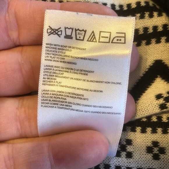 QUIKSILVER X-Small / Small Black White Open Cardigan Fringe Aztec Polka Dot Cozy - Picture 9 of 9